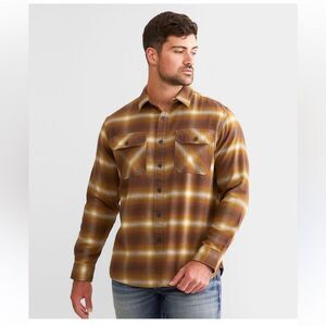 PENDLETON Burnside Flannel Shirt in Brown Ochre Ecru Plaid L